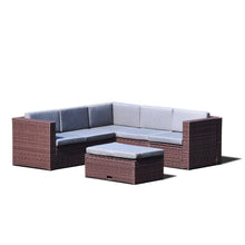 Load image into Gallery viewer, Brown Resin Wicker 4-Piece Outdoor Patio Furniture Set with Grey Cushions