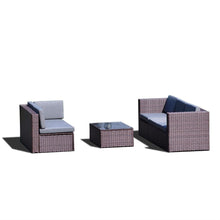 Load image into Gallery viewer, Brown Resin Wicker 4-Piece Outdoor Patio Furniture Set with Grey Cushions