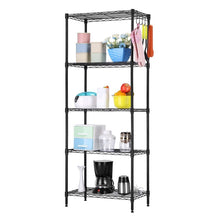 Load image into Gallery viewer, Black Metal 5-Tier Bakers Rack Kitchen Storage Shelving Unit