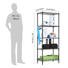 Load image into Gallery viewer, Black Metal 5-Tier Bakers Rack Kitchen Storage Shelving Unit