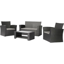 Load image into Gallery viewer, Black Resin Wicker 4-Piece Outdoor Patio Furniture Set
