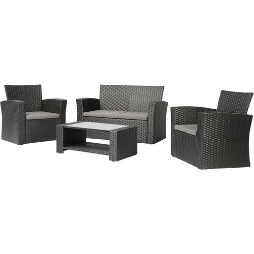 Black Resin Wicker 4-Piece Outdoor Patio Furniture Set