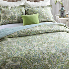 Load image into Gallery viewer, Queen size 3-Piece 100-Percent Cotton Bedspread Quilt Set with Green Paisley Pattern
