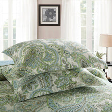 Load image into Gallery viewer, Queen size 3-Piece 100-Percent Cotton Bedspread Quilt Set with Green Paisley Pattern