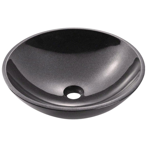 Black Granite Stone Round Bowl Modern Vessel Sink with Polished Surface