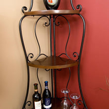 Load image into Gallery viewer, Space Saving Corner Bakers Rack with Wrought Iron Frame