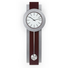 Load image into Gallery viewer, Modern Pendulum Style Wall Clock in Dark Merlot Cherry &amp; Nickel