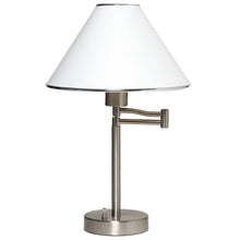 Load image into Gallery viewer, Sing Arm Table Lamp in Brushed Nickel and White Fabric Shade
