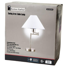 Load image into Gallery viewer, Sing Arm Table Lamp in Brushed Nickel and White Fabric Shade