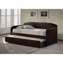 Load image into Gallery viewer, Twin size Brown Faux Leather Daybed with Roll-out Trundle