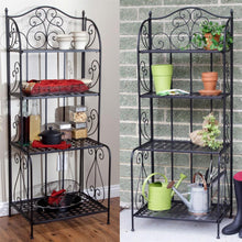 Load image into Gallery viewer, Indoor - Outdoor  Folding Metal Bakers Rack Plant Stand with 4 Shelves