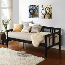 Load image into Gallery viewer, Twin size Black Solid Wood Day Bed Frame with Wooden Slats