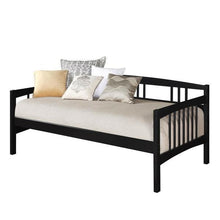 Load image into Gallery viewer, Twin size Black Solid Wood Day Bed Frame with Wooden Slats