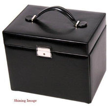 Load image into Gallery viewer, 5-Drawer Black Leather Jewelry Box Travel Case with Key Lock
