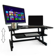 Load image into Gallery viewer, Ergonomic Adjustable Height Standing Desk Monitor Stand 32" Wide Desk Converter in Black