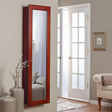 Load image into Gallery viewer, Wall Mounted Locking Jewelry Armore with Mirror in Cherry Wood Finish