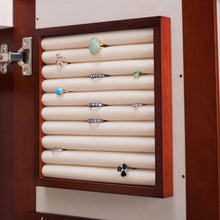 Load image into Gallery viewer, Wall Mounted Locking Jewelry Armore with Mirror in Cherry Wood Finish