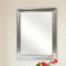 Load image into Gallery viewer, Rectangular Beveled Vanity Mirror with Satin Silver Finish Frame