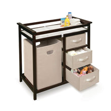 Load image into Gallery viewer, Baby Changing Table with 3 Baskets and Hamper in Espresso