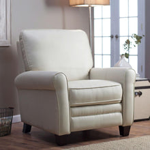 Load image into Gallery viewer, Soft Cream Bonded Leather Upholstered Club Chair Recliner with Espresso Legs