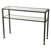 Load image into Gallery viewer, Black Metal Frame Sofa Table with Clear Tempered-Glass Top Shelves