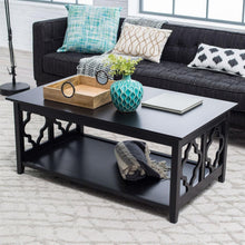 Load image into Gallery viewer, Black Quatrefoil Coffee Table with Solid Birch Wood Frame