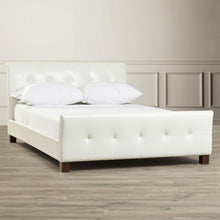 Load image into Gallery viewer, Full Modern White Faux Leather Platform Bed with Padded Headboard and Footboard