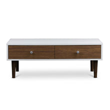 Load image into Gallery viewer, Modern Mid-Century Style White Wood Coffee Table with 2 Drawers