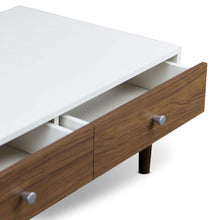 Load image into Gallery viewer, Modern Mid-Century Style White Wood Coffee Table with 2 Drawers