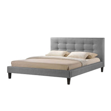 Load image into Gallery viewer, King size Modern Gray Linen Upholstered Platform Bed with Headboard
