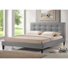 Load image into Gallery viewer, King size Modern Gray Linen Upholstered Platform Bed with Headboard