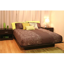 Load image into Gallery viewer, Queen size Platform Bed Frame in Dark Brown Chocolate Wood Finish