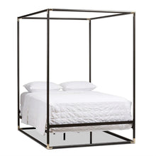 Load image into Gallery viewer, Queen size Industrial Style Black Metal Canopy Bed Frame
