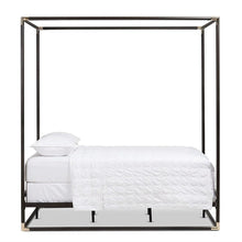 Load image into Gallery viewer, Queen size Industrial Style Black Metal Canopy Bed Frame