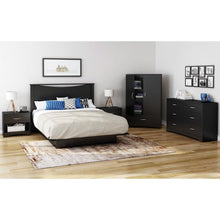 Load image into Gallery viewer, Black 2-Door Bedroom Armoire Waredrobe with Bottom Storage Drawer