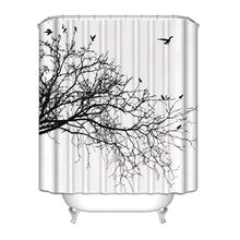 Load image into Gallery viewer, Birds in Tree Black White Shower Curtain in Polyester Fabric