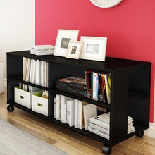 Load image into Gallery viewer, Black TV Stand Storage Cart in Black Finish - Holds TV up to 48-inch