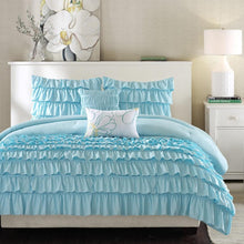 Load image into Gallery viewer, Light Blue Full-Queen 5-Piece Comforter Set w- 2 Shams &amp; 2 Pillows