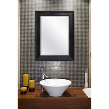 Load image into Gallery viewer, Black 27.5 x 21.5 inch Beveled Bathroom Mirror with Wall Hangers