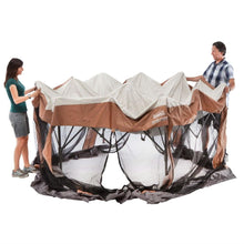 Load image into Gallery viewer, Instant 12ft x 10Ft Hexagon Screened Canopy Gazebo with Removable Insect Screen