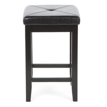 Load image into Gallery viewer, Set of 2 - Black 24-inch Backless Barstools with Faux Leather Seat