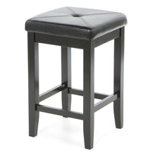 Load image into Gallery viewer, Set of 2 - Black 24-inch Backless Barstools with Faux Leather Seat