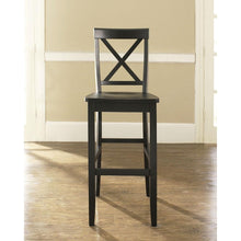 Load image into Gallery viewer, Set of 2 - X-Back Solid Wood 30-inch Barstools in Black Finish