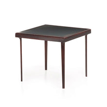 Load image into Gallery viewer, Square 32-inch Premium Wood Folding Table with Black Faux Leather Inset
