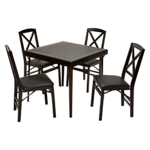 Load image into Gallery viewer, Square 32-inch Premium Wood Folding Table with Black Faux Leather Inset