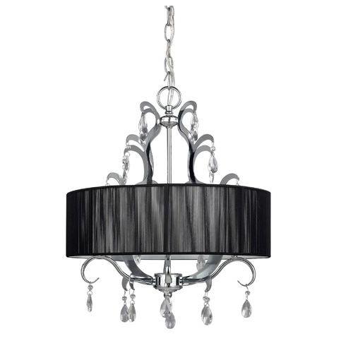 4-Light Crystal Chandelier with Black Drum Shade