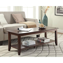 Load image into Gallery viewer, Espresso Wood Grain Coffee Table with Bottom Shelf