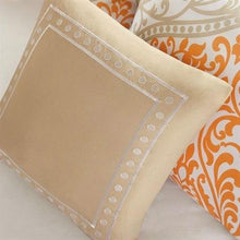 Load image into Gallery viewer, California King size 5-Piece Comforter Set in Orange Damask Print