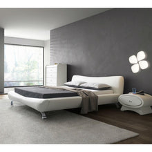 Load image into Gallery viewer, California King White Faux Leather Upholstered Platform Bed with Modern Headboard