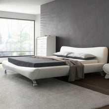 Load image into Gallery viewer, California King White Faux Leather Upholstered Platform Bed with Modern Headboard
